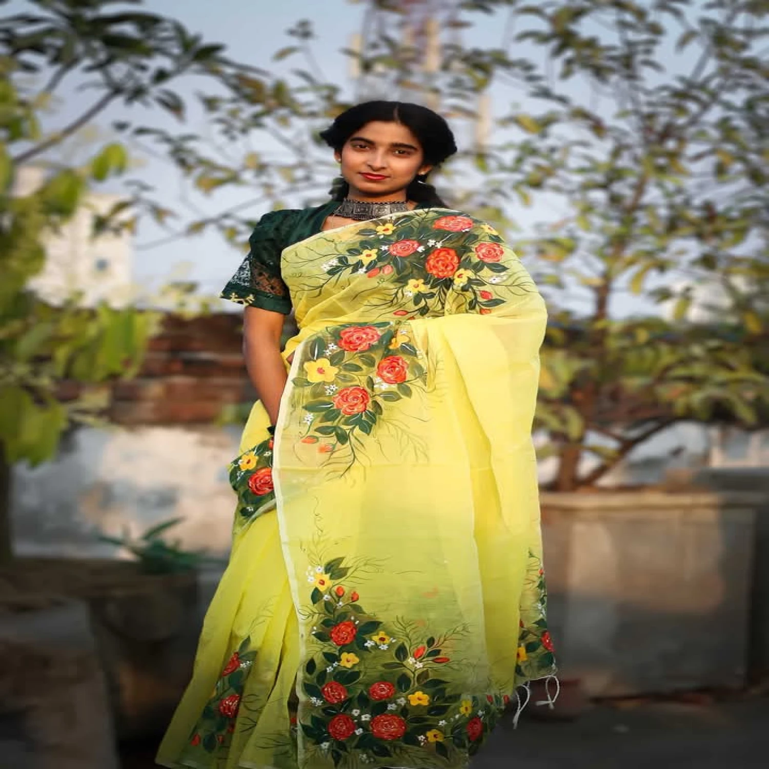 হ্যান্ড প্রিন্ট শাড়ি